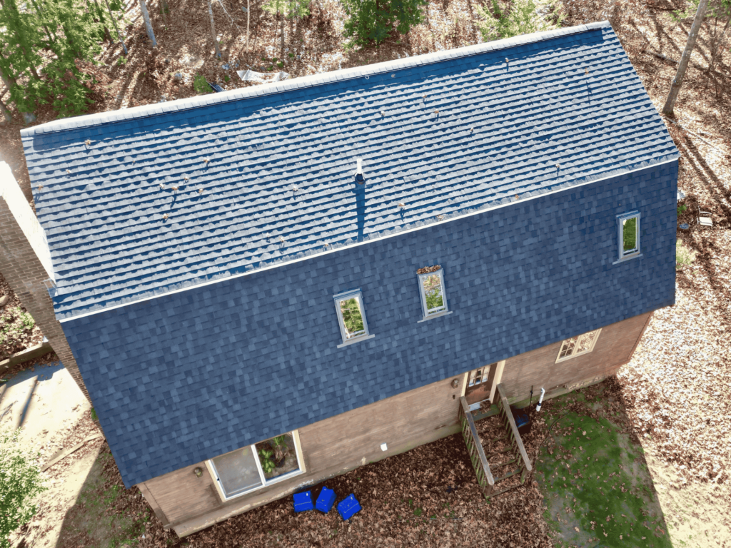 A newly installed roof on a residential home in Suffolk County, showcasing the expert work of D&G Exteriors.