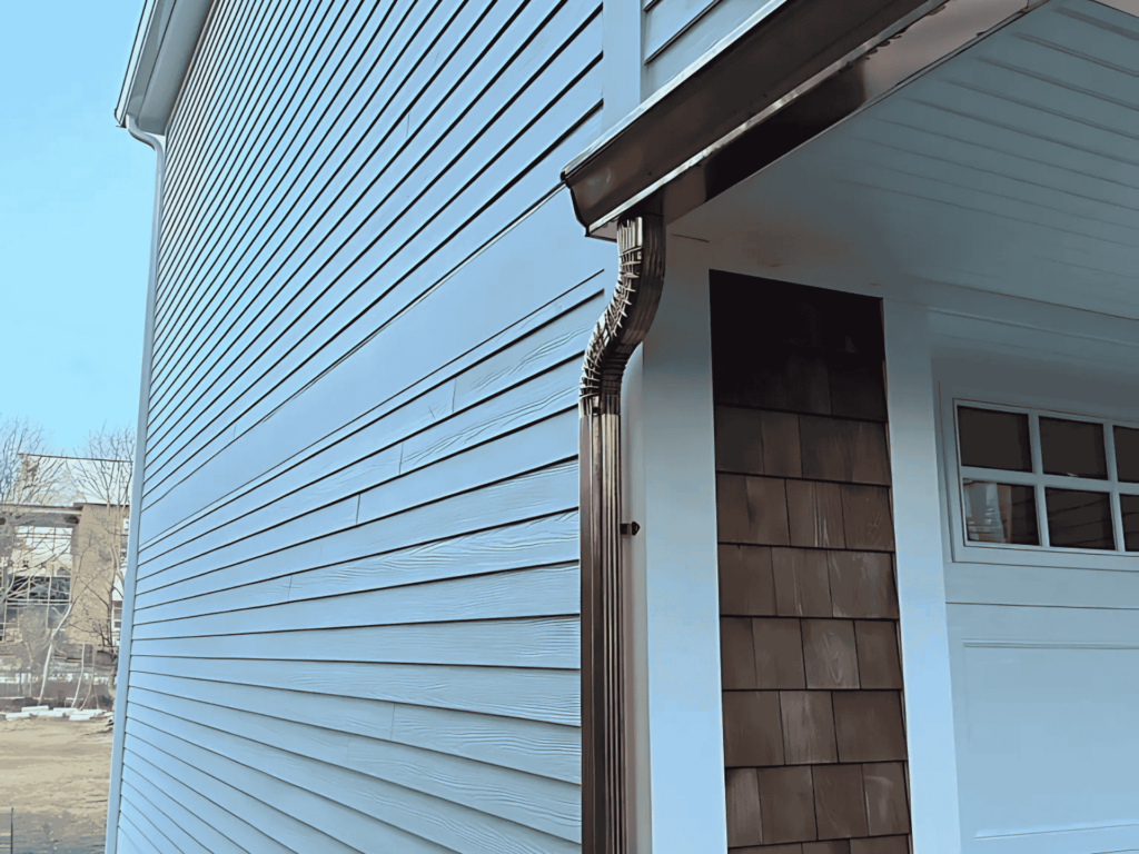 A home exterior featuring freshly installed siding for enhanced curb appeal and weather resistance.